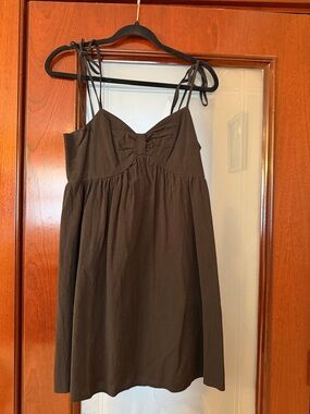 SHEIN Brown Tie-Strap Mini Sundress